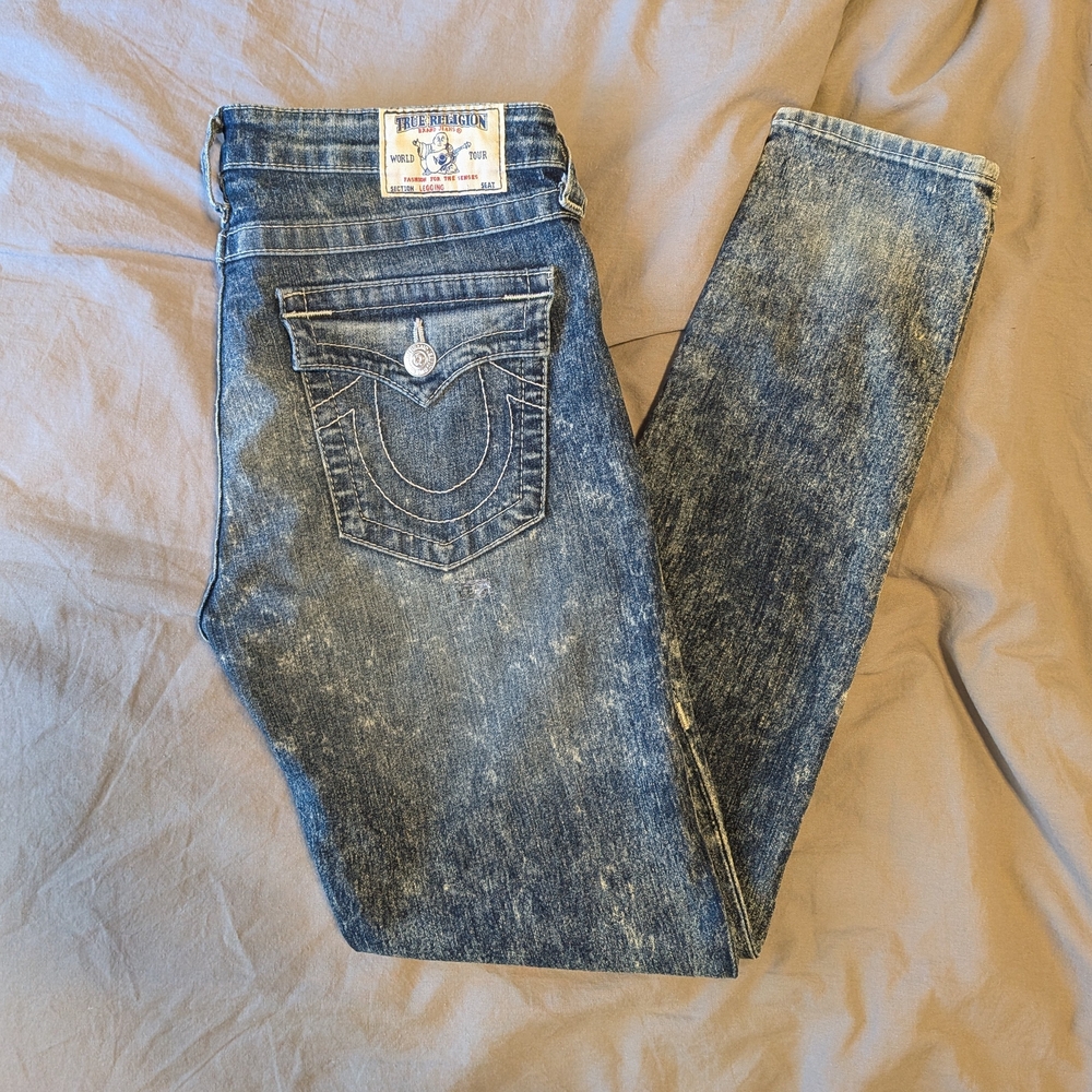 TRUE RELIGION Acid Wash Jeggings Women's Size 30 - Picture 9 of 10